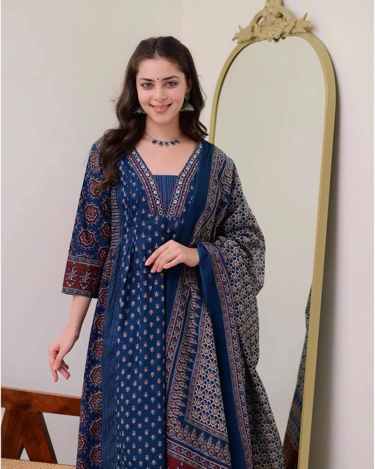 Royal Ethnic Women Printed Anarkali Kurta and Pant Set with Dupatta Elegant Stylish Ethnic Party Wear Designer Outfit Collection