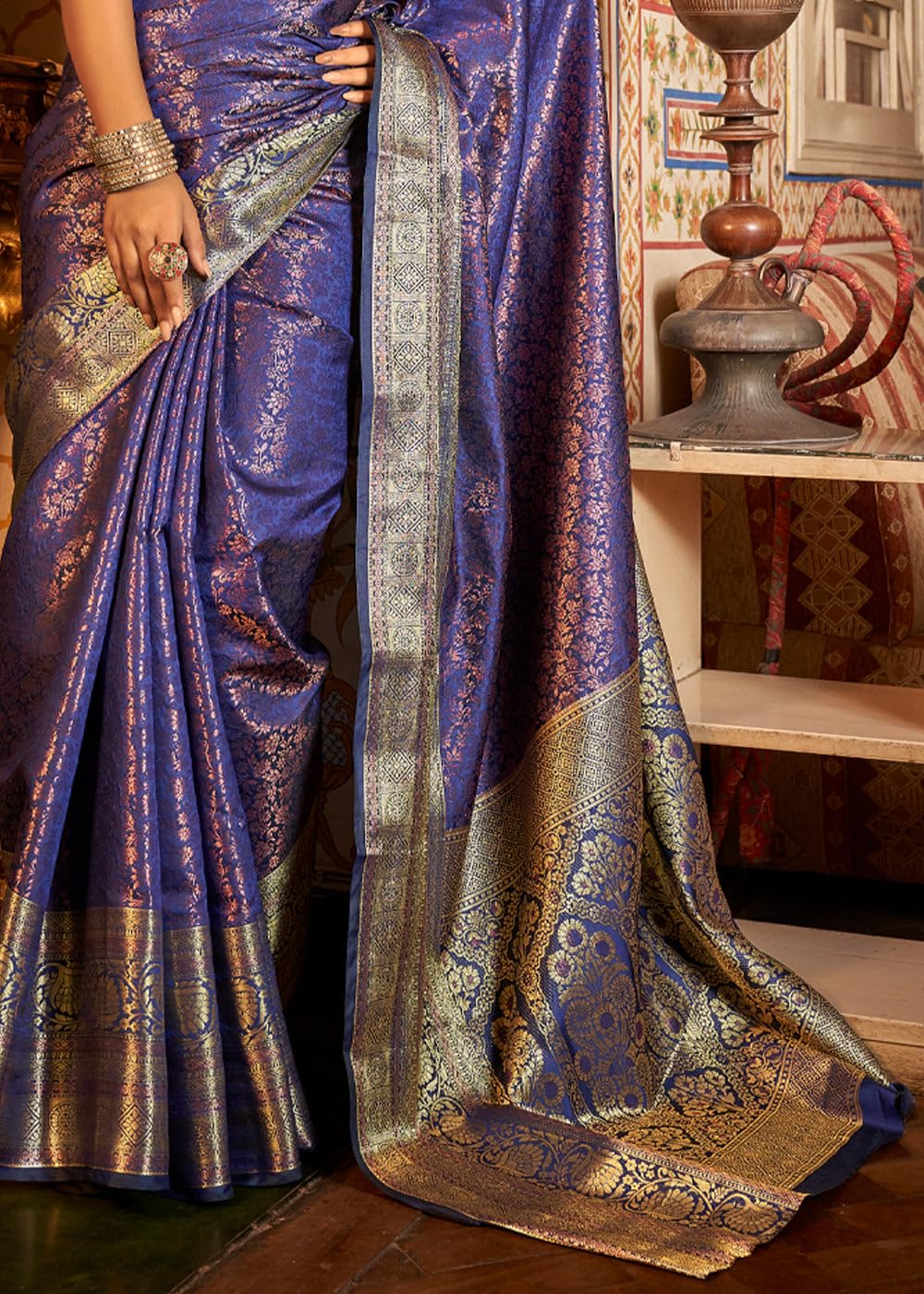 Royal Ethnic Womens Kanjivaram Banarasi Silk Saree for Patola Festival Wedding Silk with Rich Pallu Design Saree with Blouse Piece - Royal Ethnic