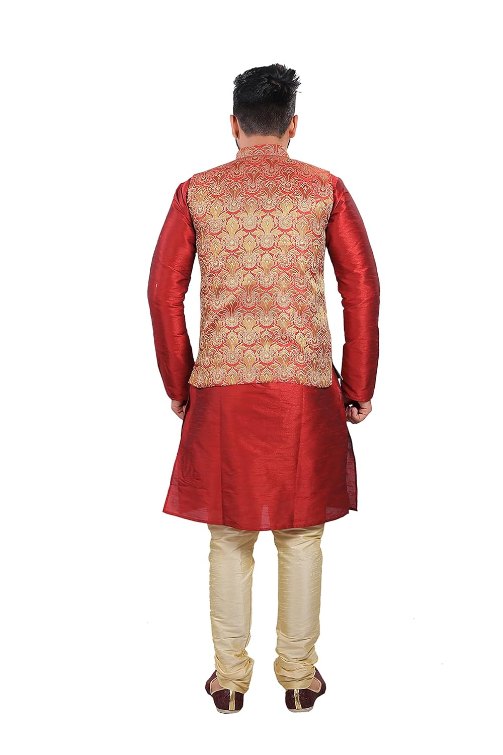Royal Ethnic | Men's Silk Kurta Pajama Set | Nehru Jacket Waistcoat | Banarasi Style | Festive Wear | Elegant Look - Royal Ethnic