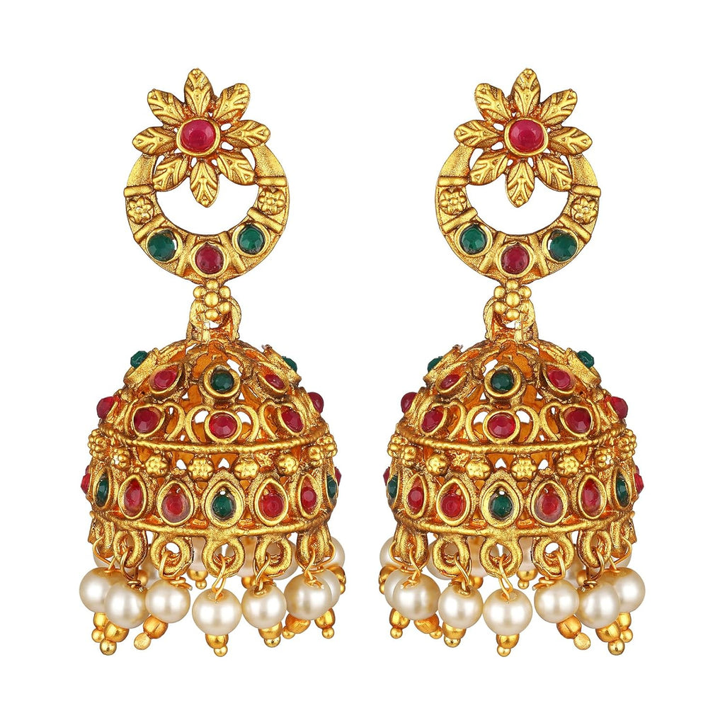 Royal Ethnic | Women's Pearl Choker Temple Necklace Set | 22k Gold Plated | Traditional Festive Wear | Wedding Style - Royal Ethnic