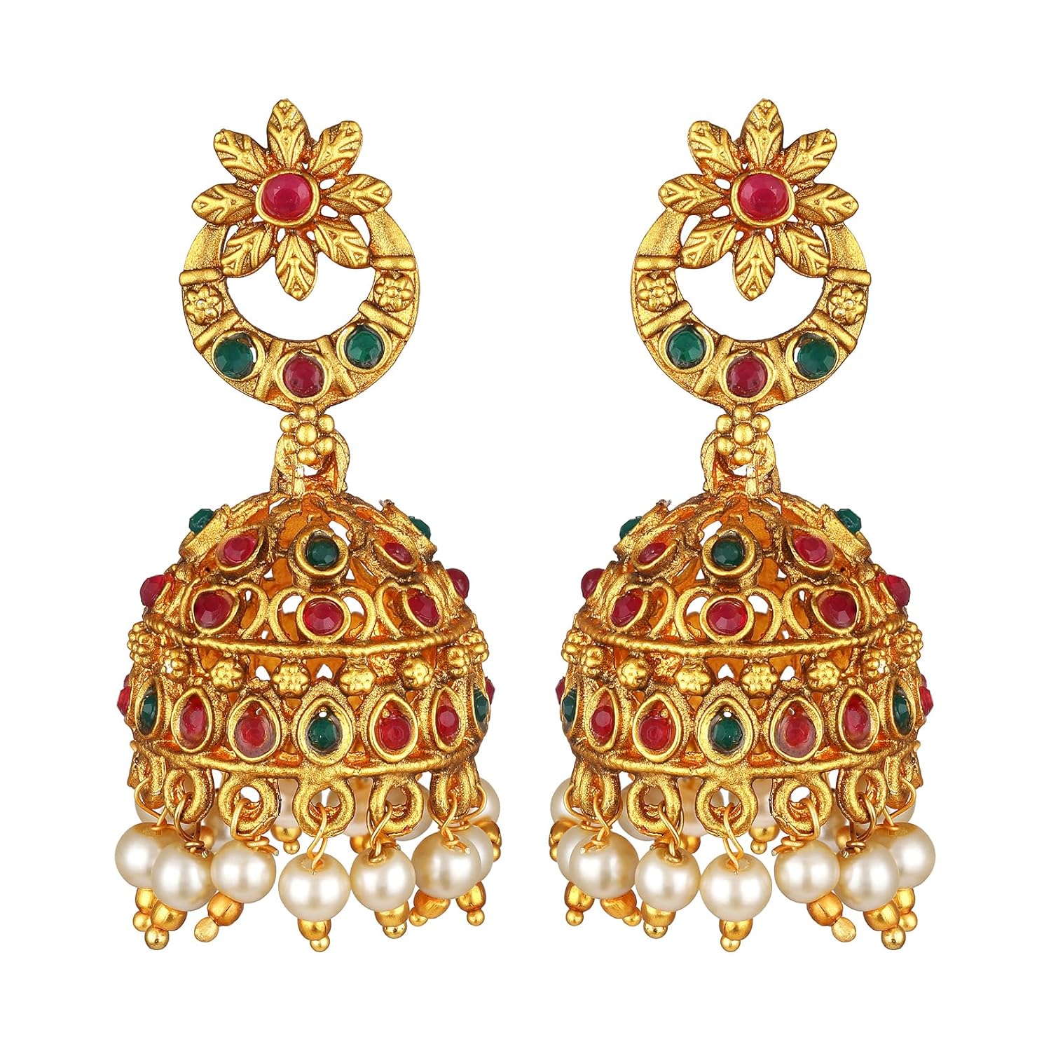 Royal Ethnic | Women's Pearl Choker Temple Necklace Set | 22k Gold Plated | Traditional Festive Wear | Wedding Style - Royal Ethnic