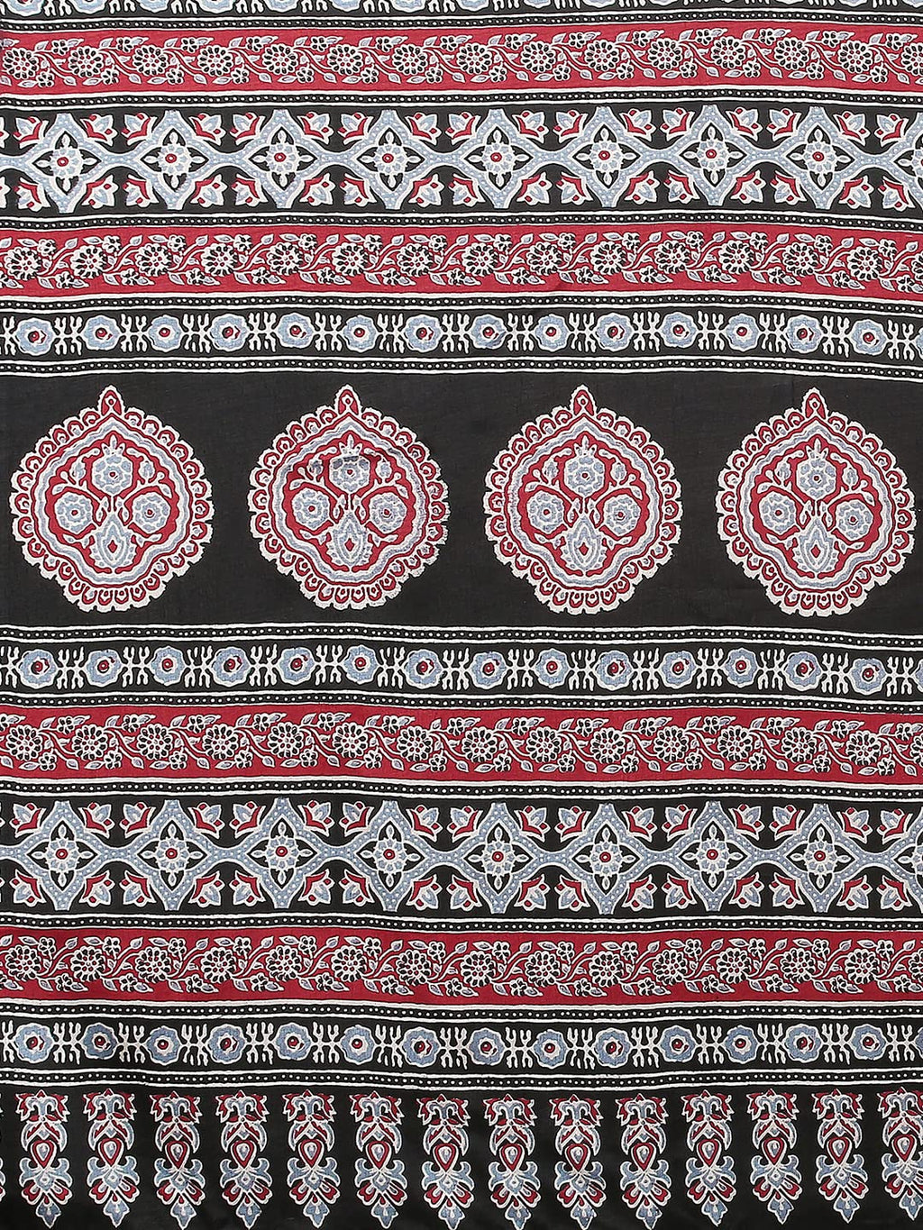 Royal Ethnic | Women's Ajrak Block Print Saree | Dola Silk Fabric | 5.5m Saree + 0.8m Blouse | Traditional | Festive Wear - Royal Ethnic