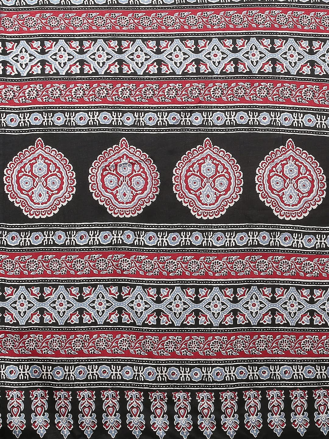 Royal Ethnic | Women's Ajrak Block Print Saree | Dola Silk Fabric | 5.5m Saree + 0.8m Blouse | Traditional | Festive Wear - Royal Ethnic