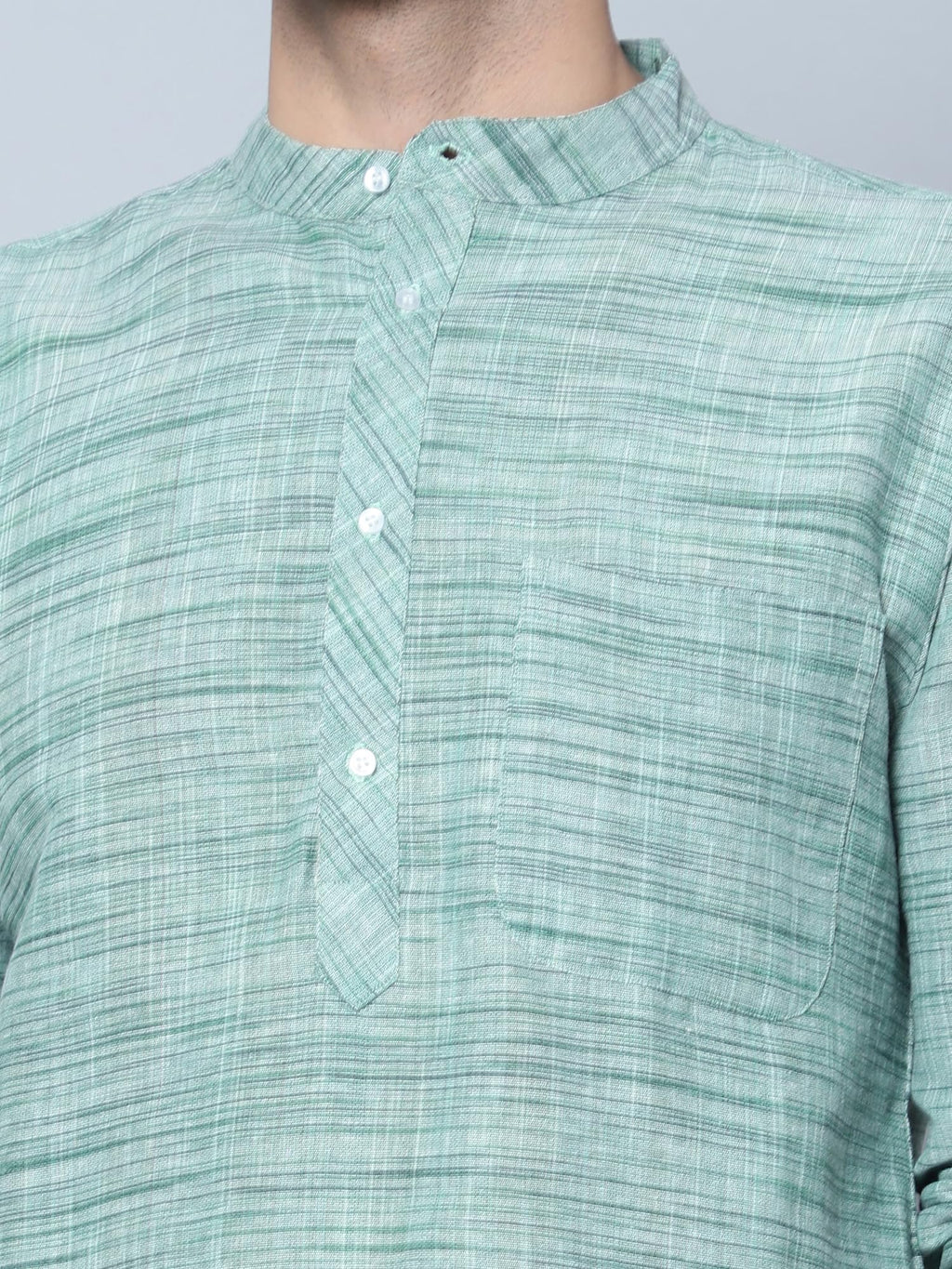 Royal Ethnic | Men's Cotton Textured Long Kurta | Full Sleeves | Regular Fit | Casual Ethnic Wear | Contemporary Charm - Royal Ethnic