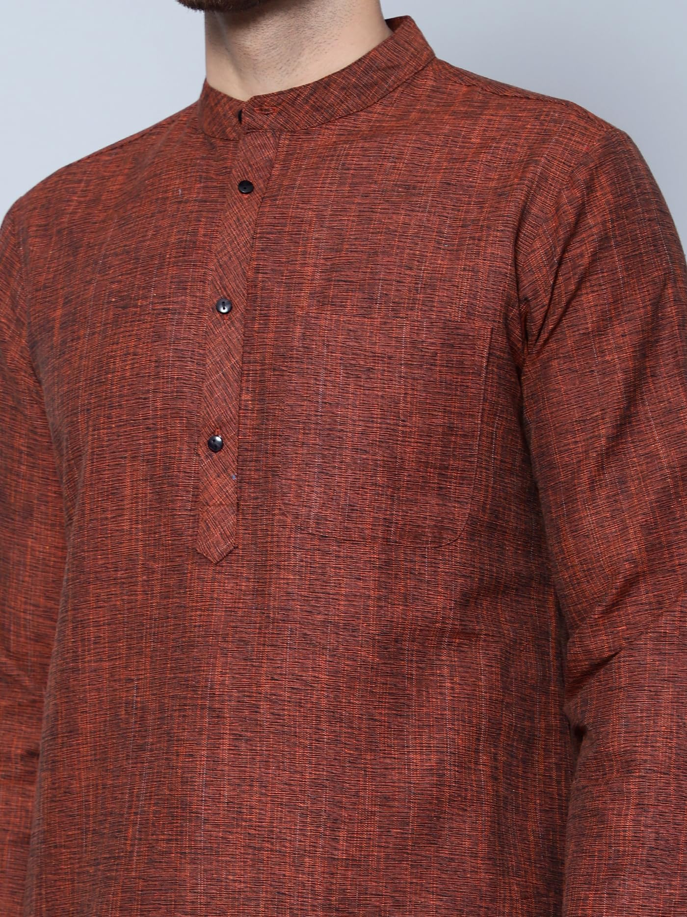Royal Ethnic | Men's Cotton Textured Long Kurta | Full Sleeves | Regular Fit | Casual Ethnic Wear | Contemporary Charm - Royal Ethnic