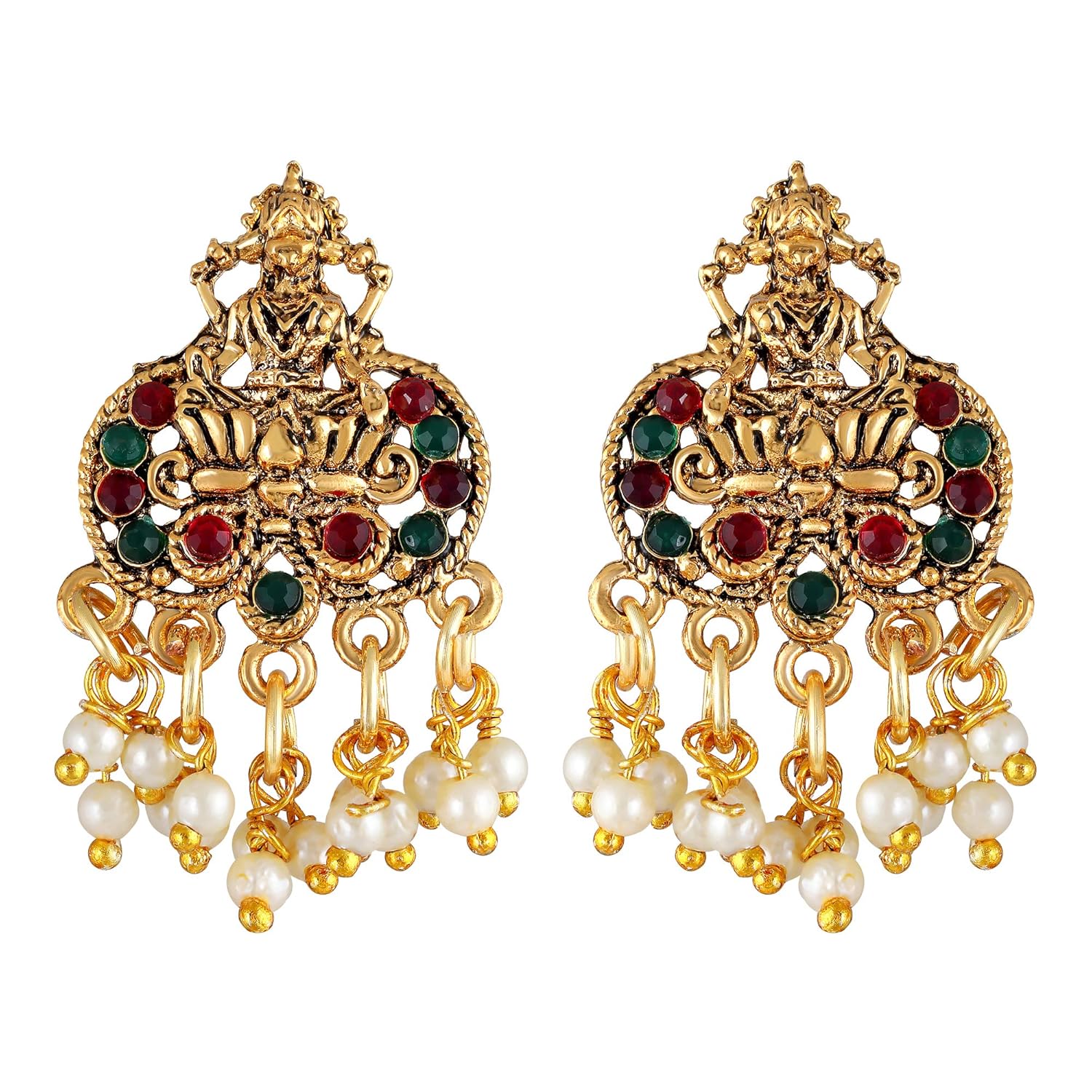 Royal Ethnic | Women's Pearl Choker Temple Necklace Set | 22k Gold Plated | Traditional Festive Wear | Wedding Style - Royal Ethnic