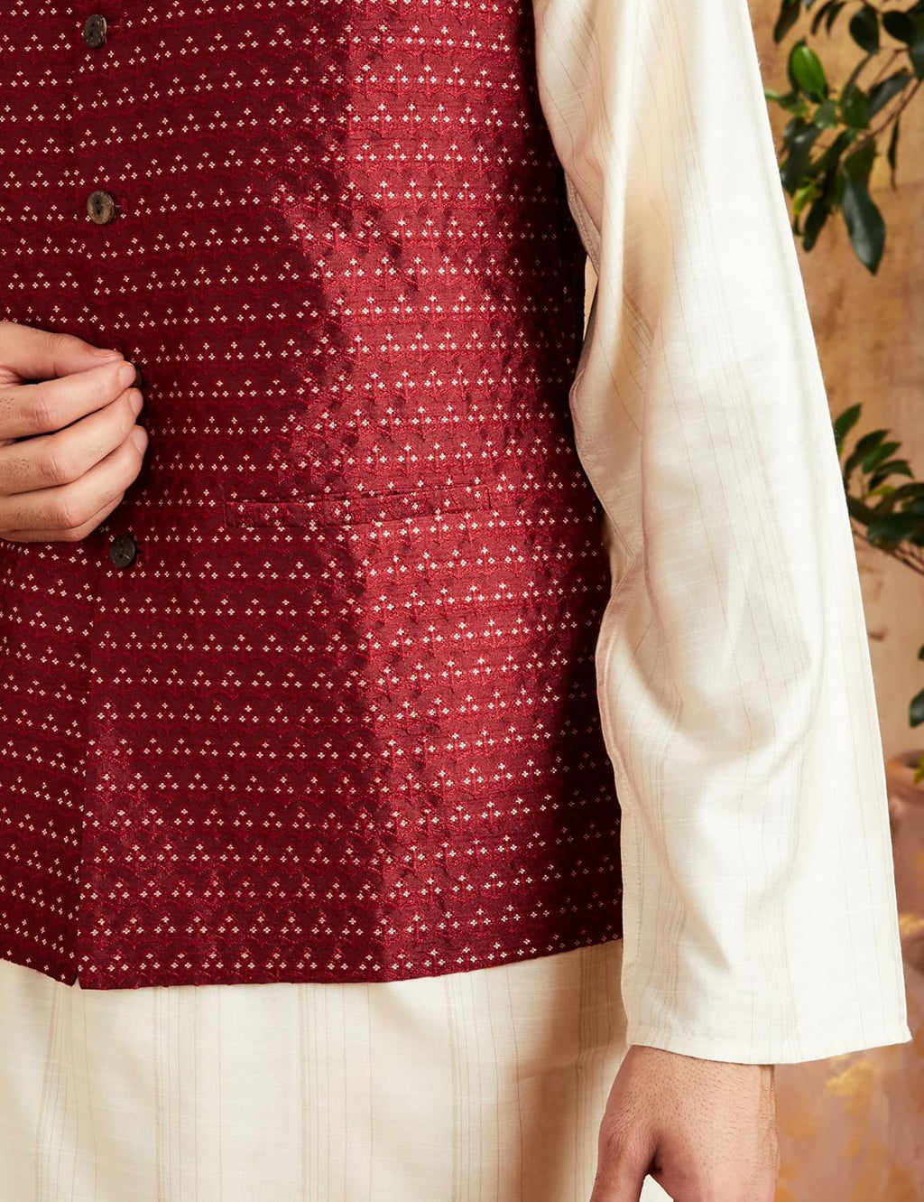 Royal Ethnic | Men's Lightweight Nehru Jacket | Sleeveless | Band Collar | Soft Poly Fabric | Festive & Traditional Wear - Royal Ethnic