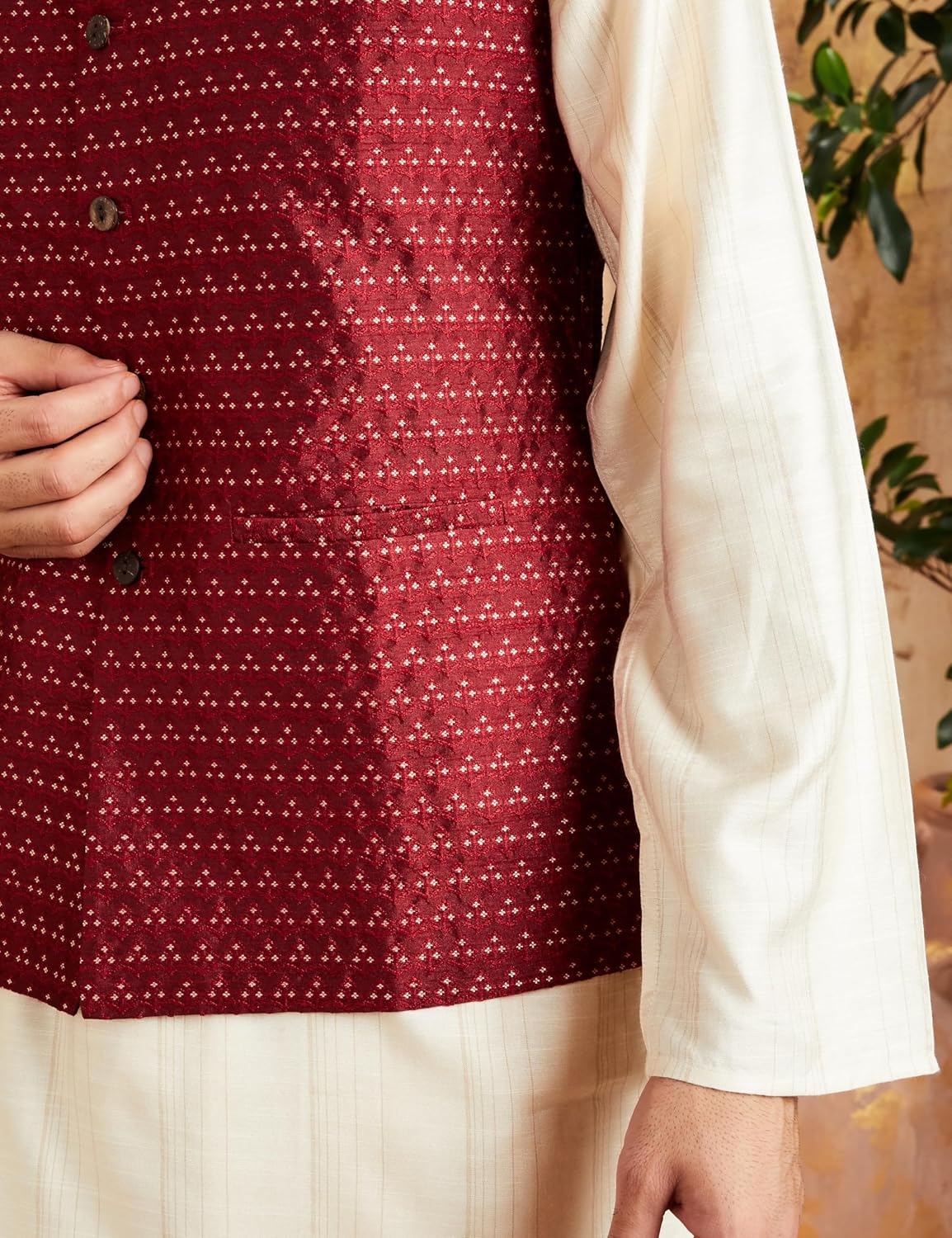 Royal Ethnic | Men's Lightweight Nehru Jacket | Sleeveless | Band Collar | Soft Poly Fabric | Festive & Traditional Wear - Royal Ethnic