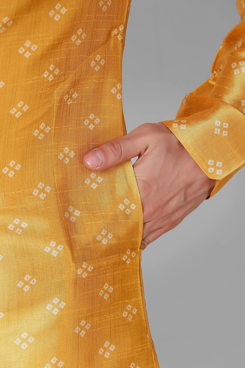 Royal Ethnic | Men's Printed Art Silk Kurta | Square Digital Print | Full Sleeves | Festive & Wedding Wear | Elegant Fit - Royal Ethnic