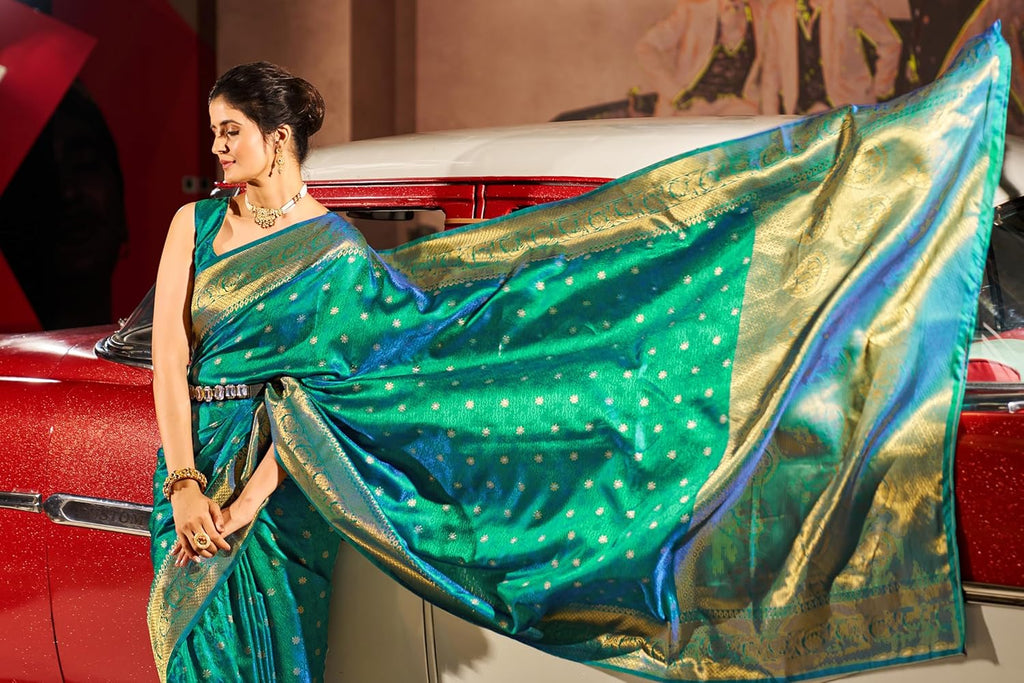 Royal Ethnic Womens Kanjivaram Banarasi Silk Saree Patola Saree with Unstitched Blouse Piece | Elegant Wear - Royal Ethnic