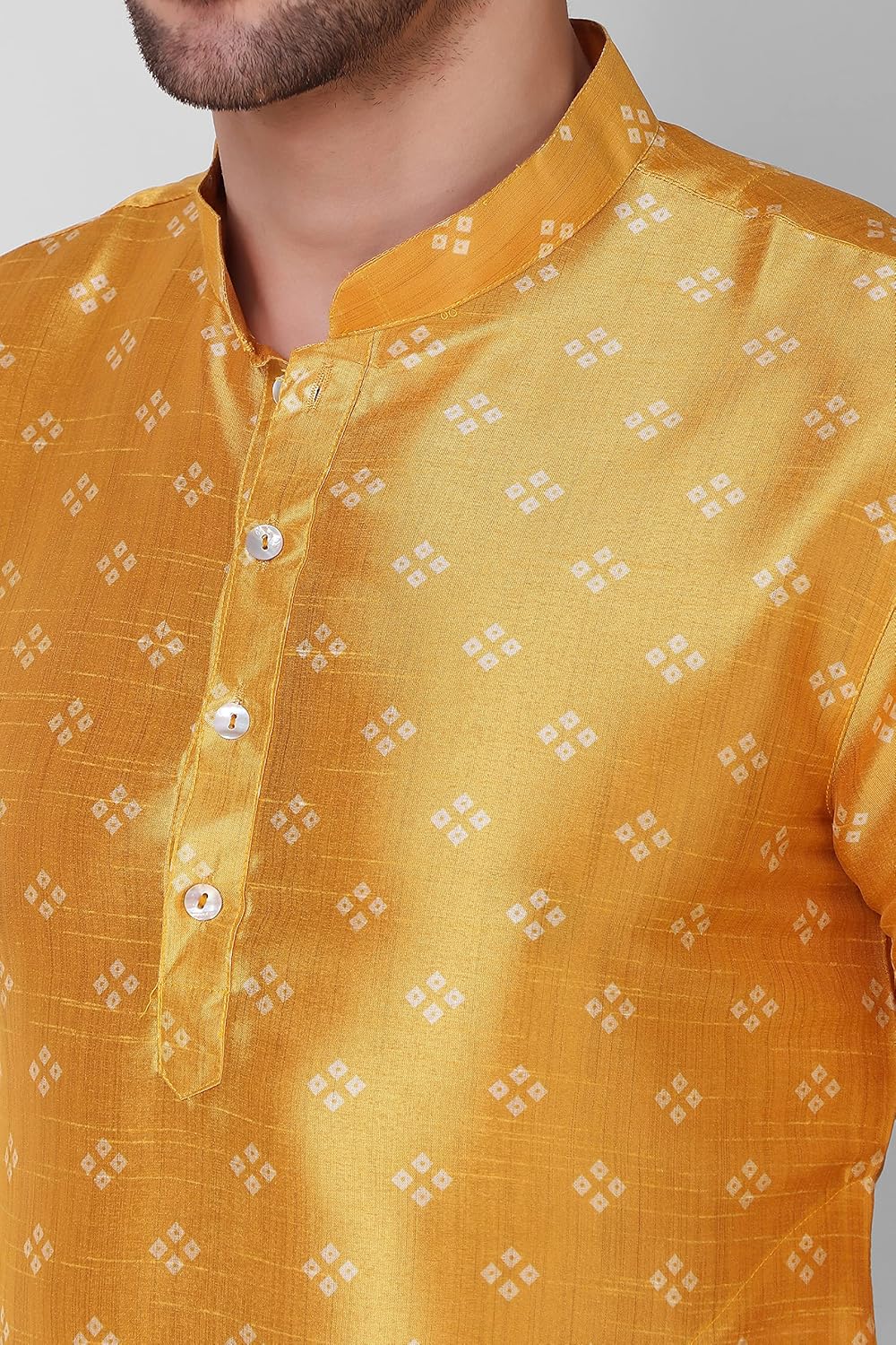 Royal Ethnic | Men's Printed Art Silk Kurta | Square Digital Print | Full Sleeves | Festive & Wedding Wear | Elegant Fit - Royal Ethnic